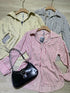 Summer Strip Long Sleeves Zipper Shirts